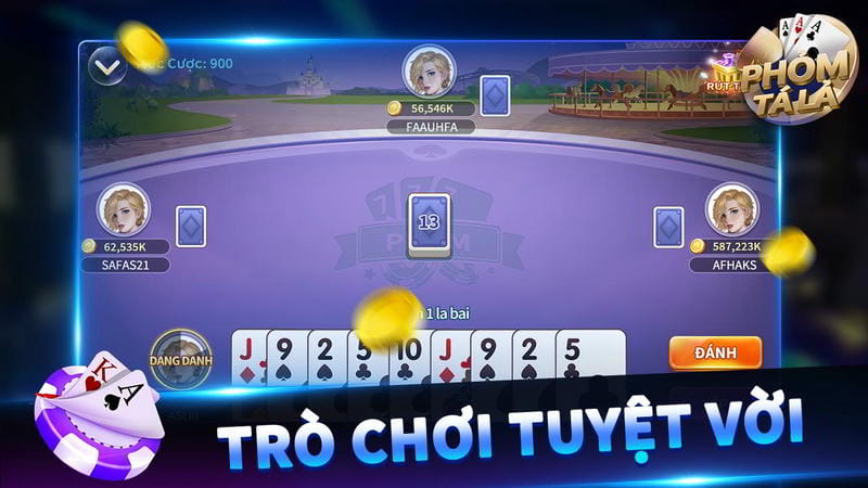 Giao diện chọn game bài đổi thưởng cùng Vnloto với mức cược đa dạng 